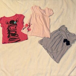 Set of Three Girls’ Tee Shirts In Pink and Navy